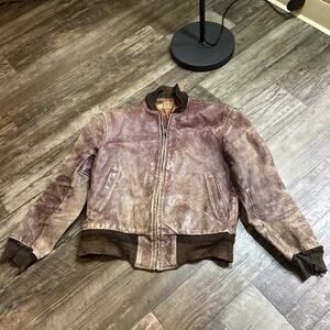 Vintage 1950s Genuine Horsehide Front Quarter Leather Jacket Brown Men’s Medium